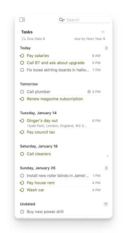 Integrated Task List